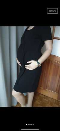 Czarna sukienka ciążowa/do karmienia na krótki rękaw