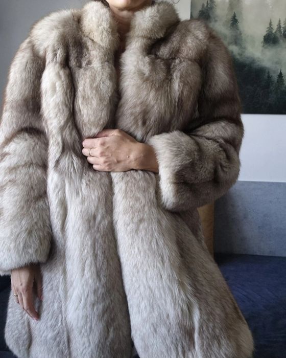 Futro natura z lisa niebieskiego stan super