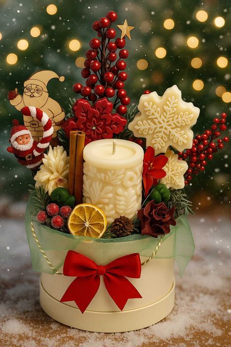 Świąteczny stroik ze świec sojowych zapachowych