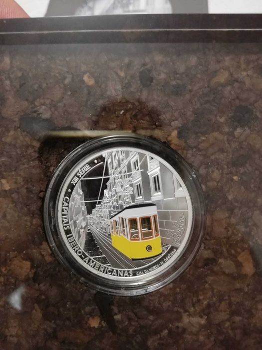 Moeda Prata proof 7,5E Capitais Iberoamericanas Lisboa Elétrico 2024