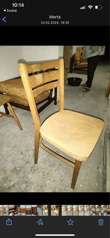 Krzeslo PRL drewniane