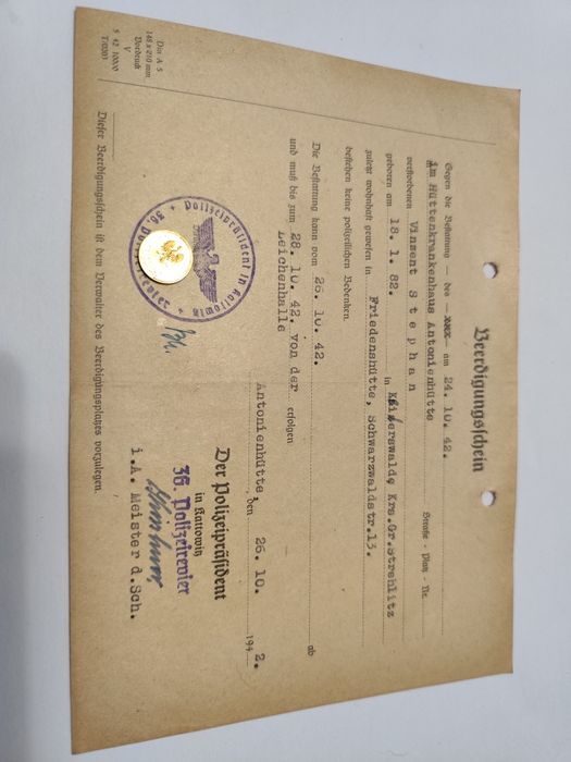 Stare niemieckie akty zgonu