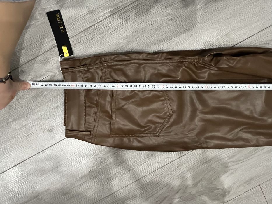 Шкіряні штани нові коричневі висока посадка