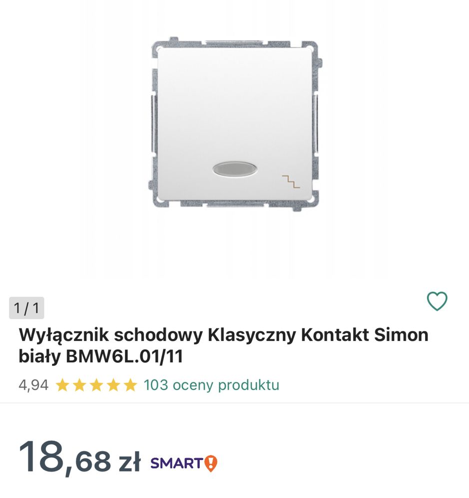 Wyłącznik schodowy simon do „ramki”