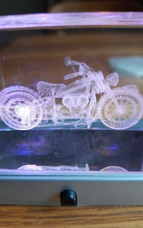 Motocykl w szkle, 3 D, podświetlany, wysyłka