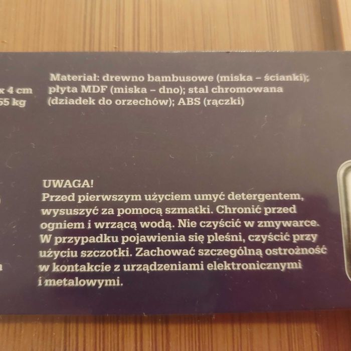 Dziadek do orzechów z miską (drewno bambusowe) NOWE ofoliowane