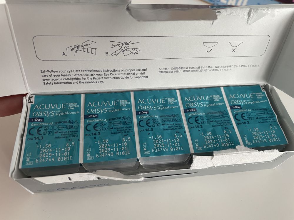Soczewki Acuvue Oasys 1-day jednodniowe -1,5