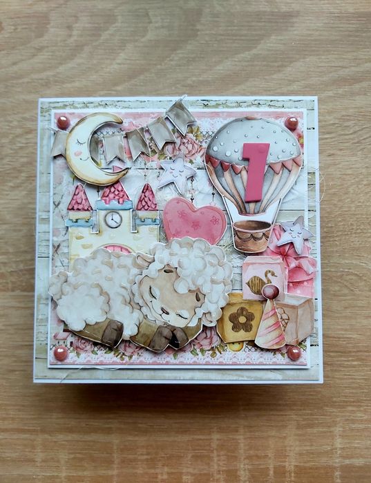 Kartka na urodziny dziecka, roczek dla dziewczynki