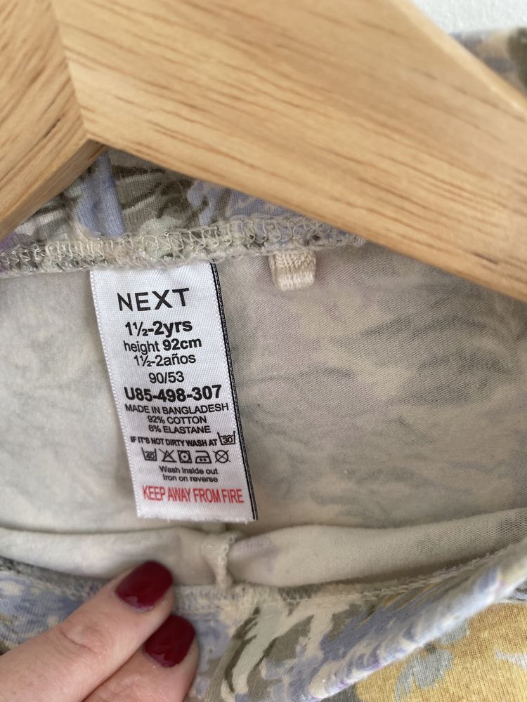 Legginsy next 86 kwiaty fiołkowo żółte