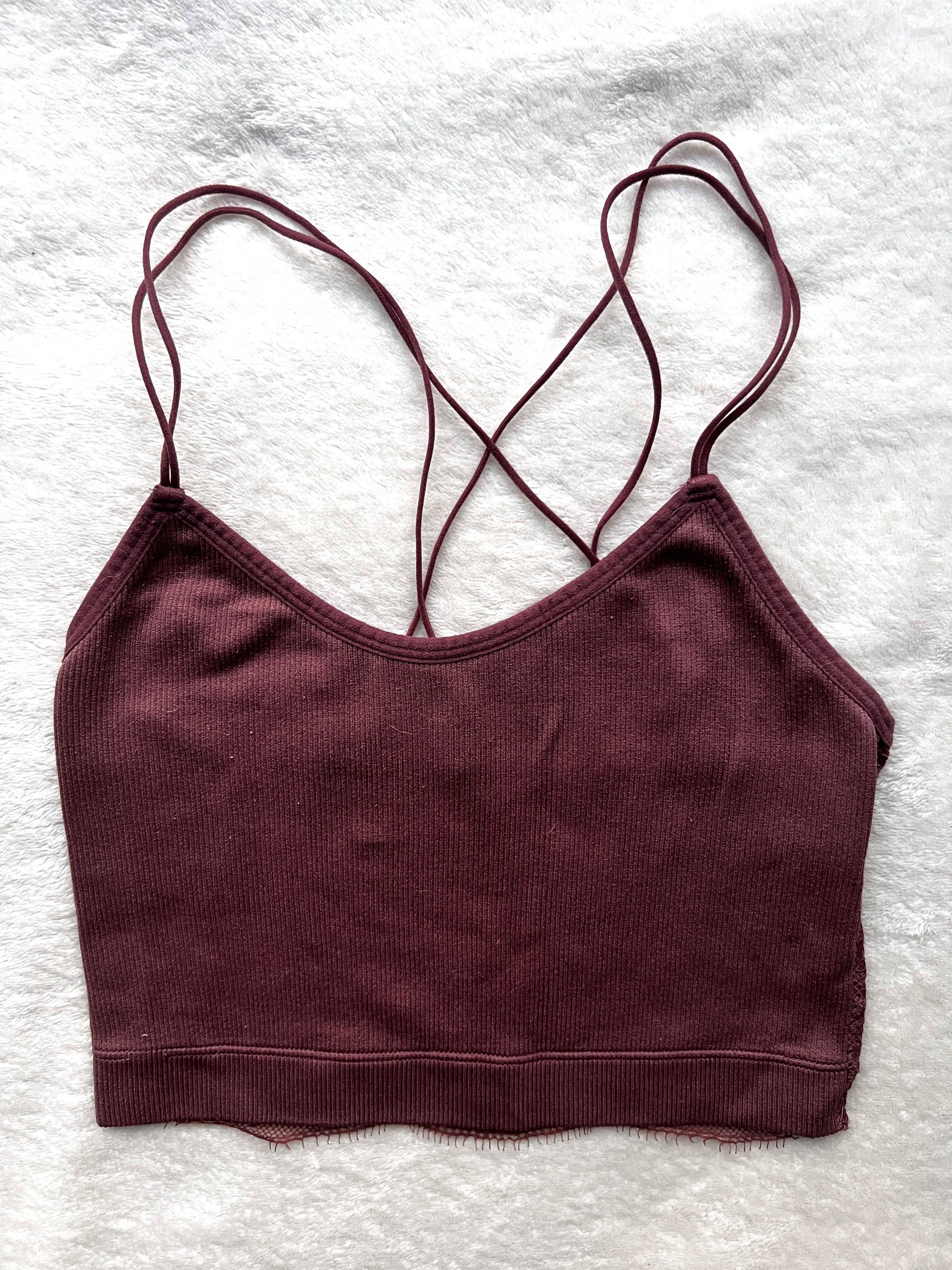 Burgundowy koronkowy top Gilly Hicks - rozm. XS