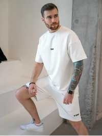 Чоловічий літній костюми футболка + шорти Teamv Oversize L  білий