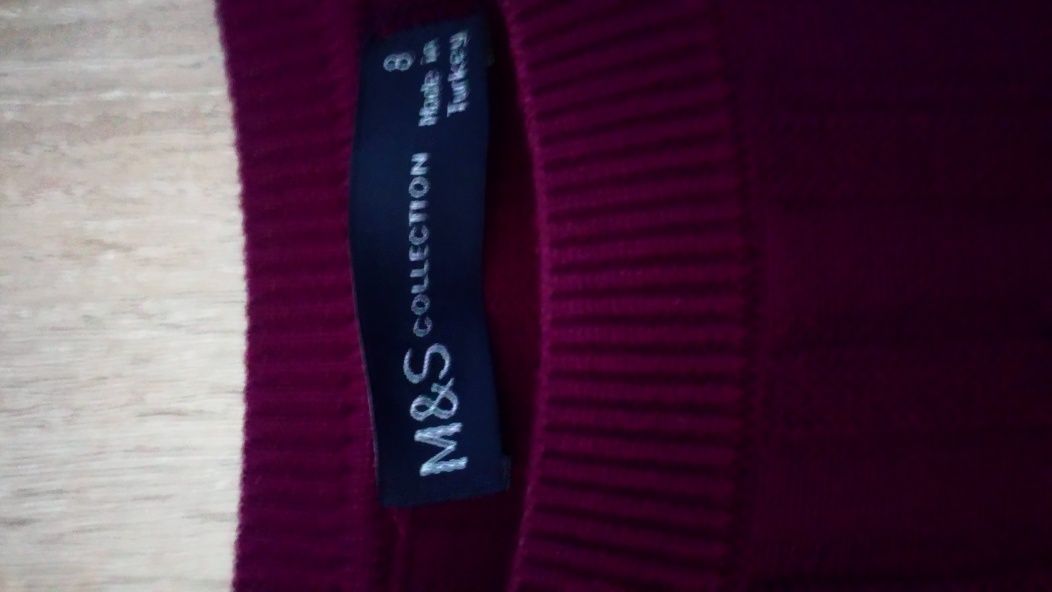 Bordowy sweterek M&S rozmiar S