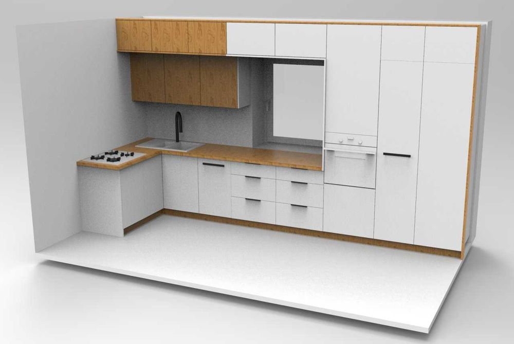 Projektowanie mebli kuchni na wymiar rendering 3D projekt wizualizacja
