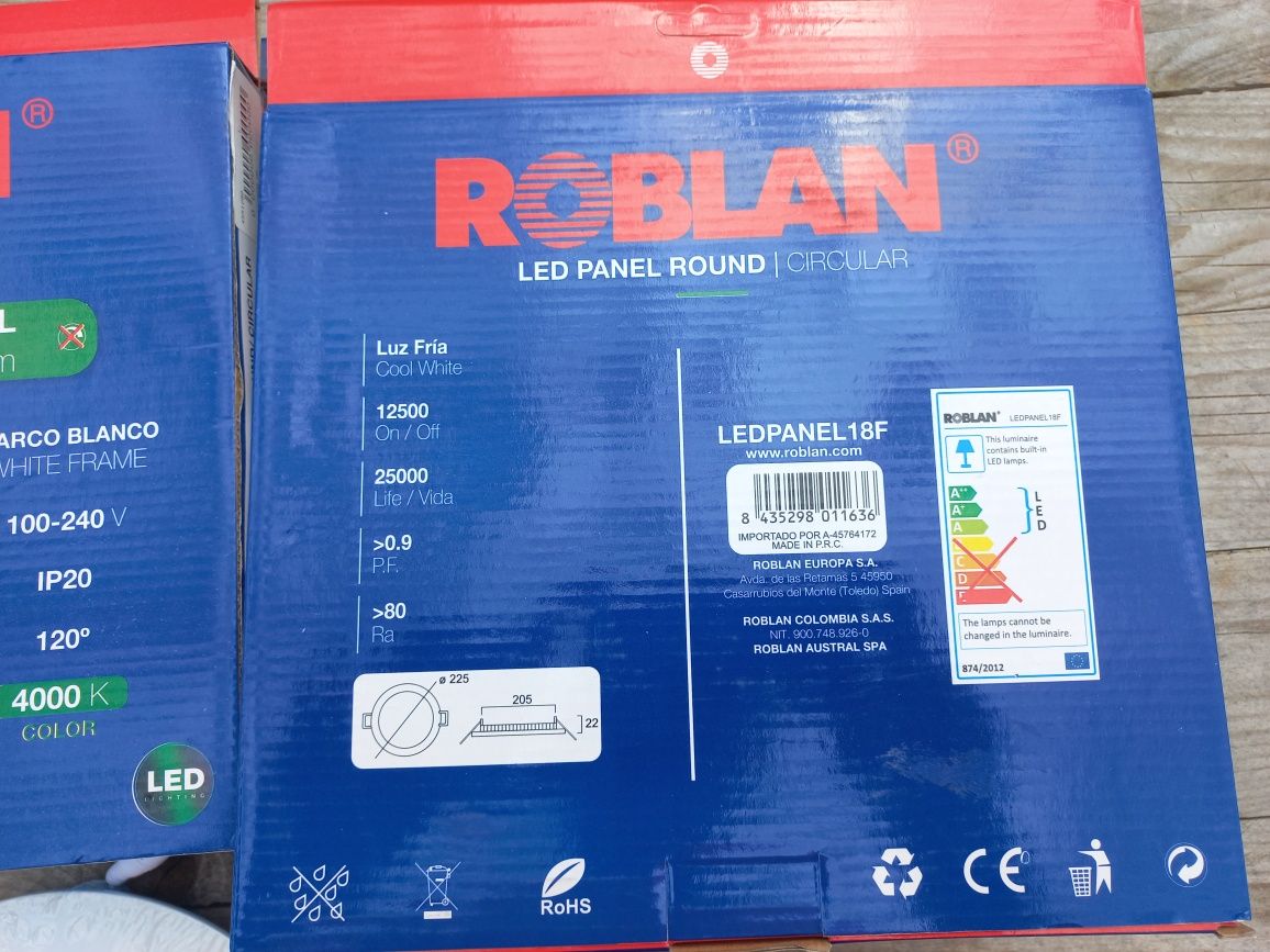 Painel Led ROBLAN LED Downlight 18W 100-240V 1300Lm 4100K 225 x 22