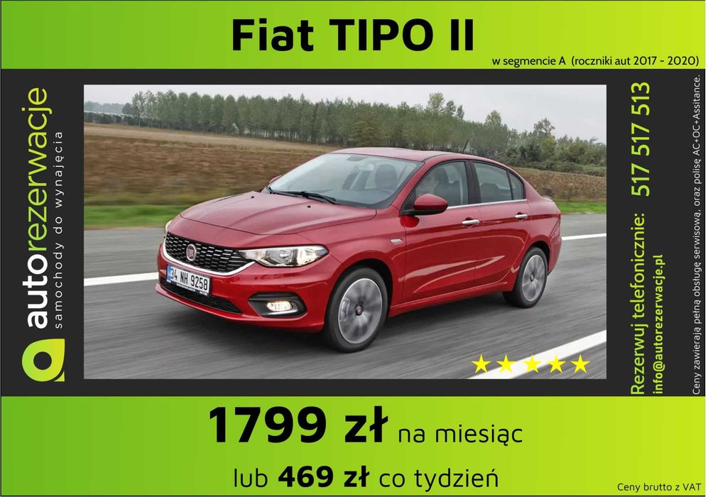 Wynajem wypożyczenie samochodów/aut za 1299 za 30 dni lub 339 co 7 dni