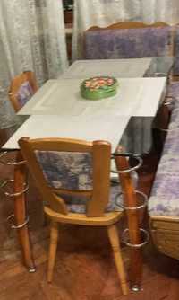 Дубовый мягкий кухонный уголок + 2 стула 
1м
ширина 50
ширина мягкой ч