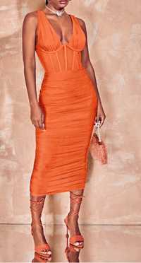 Sukienka shein pomarańczowa jak oh Polly xs 34
