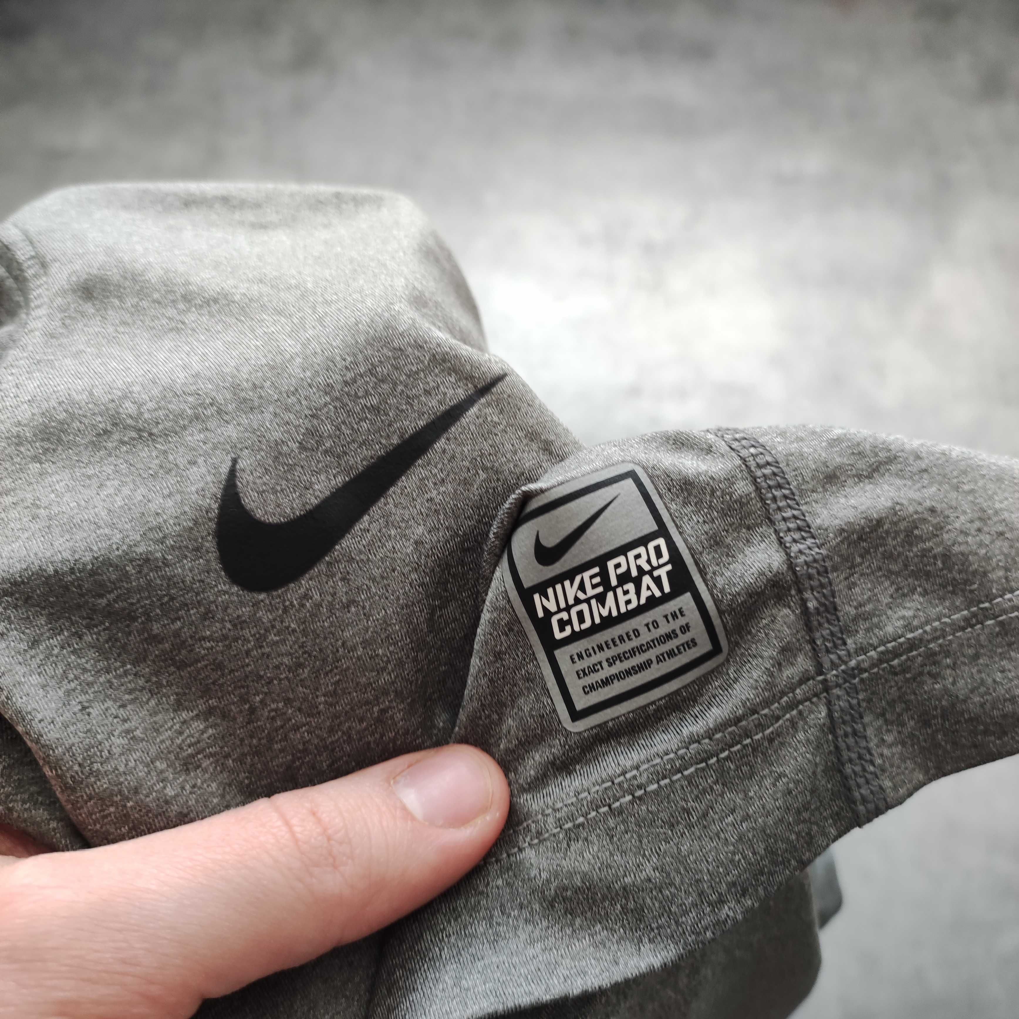 MĘSKA Koszulka PREMIUM Szara Nike PRO Combat Kompresyjna Obcisła GYM