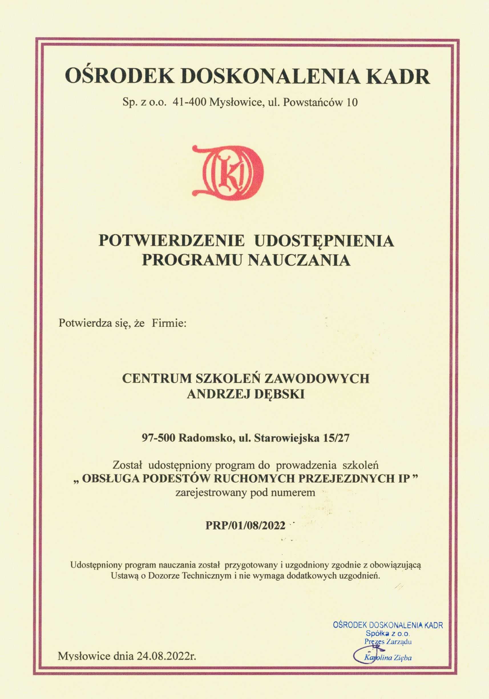 kurs wózki widłowe, UDT, TDT, kontenerowe, suwnice, podesty,
