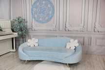Sofa dla 3 osób SAVAR Welur Błękitny