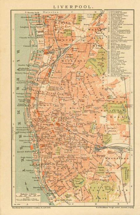 Liverpool  oryginalny XIX w. plan miasta