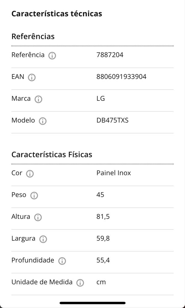 Máquina de Lavar Loiça Encastre LG DB475TXS
