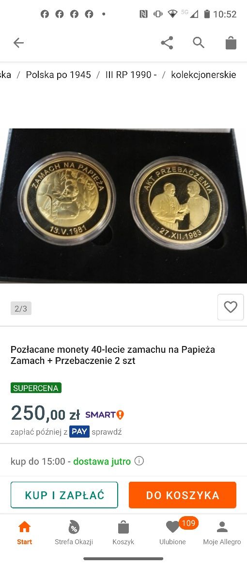 Monety z papieżem