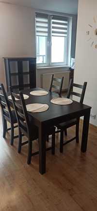 Stół czarny rozkładany IKEA z krzesłami plus szafka