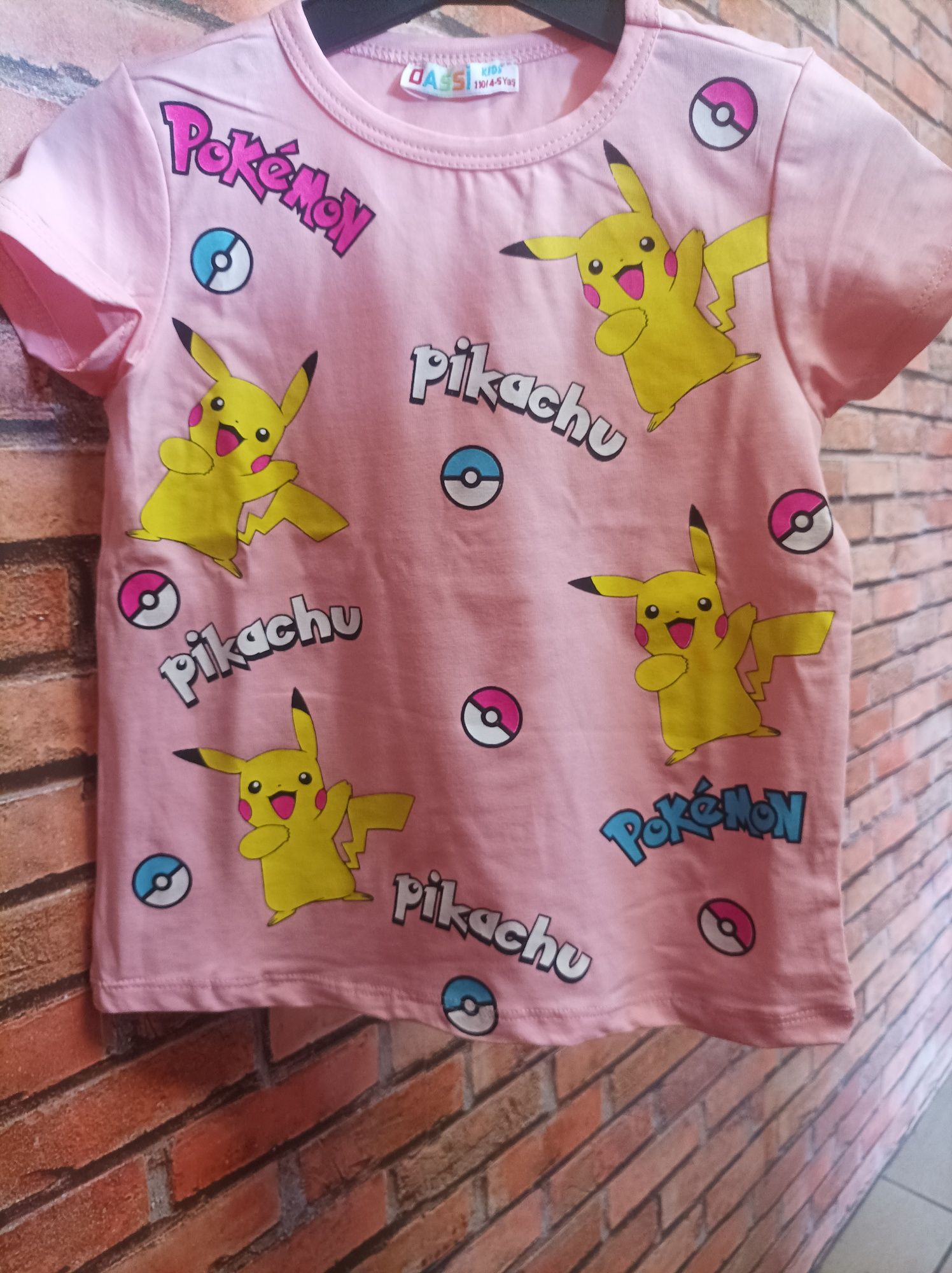 Pudrowa koszulka Pikachu Pokemony 116