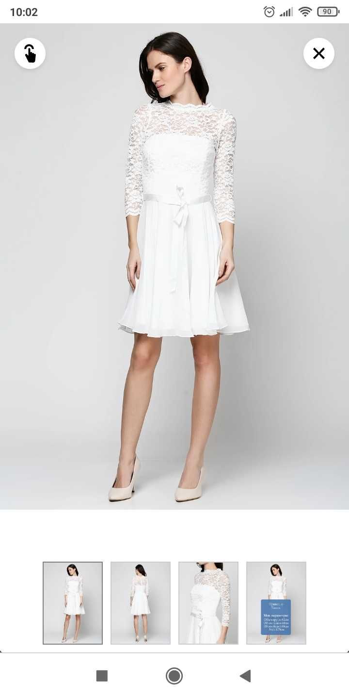 Нежное белое платье с кружевом