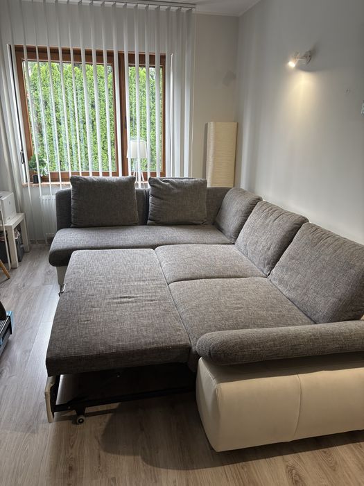 Szara kanapa narożnik sofa w dobrym stanie z funkcją spania