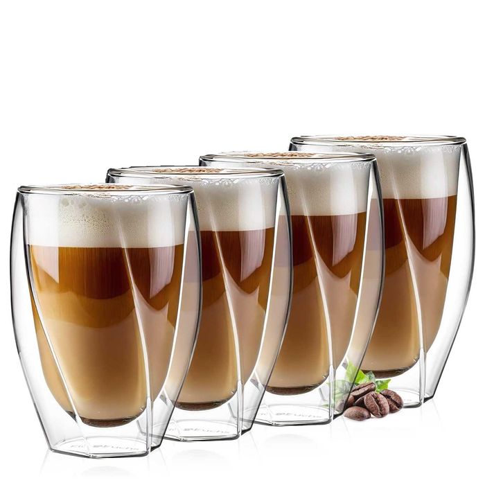 Szklanki Termiczne Dwuścienne Do kawy 4x330ml Latte Macchiato