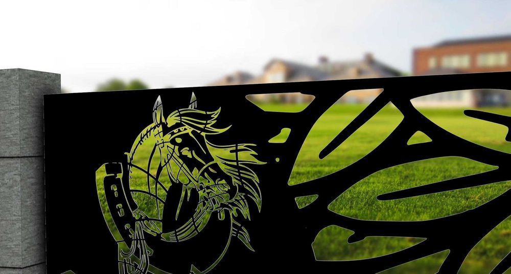 Ogrodzenie panel nietypowa balustrada z motywem konia wizualizacja