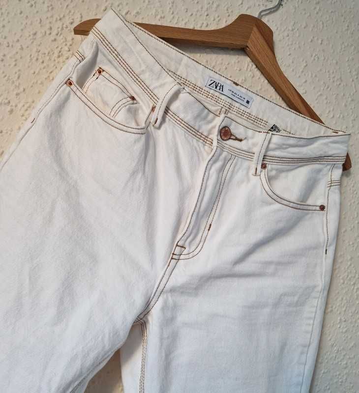 ZARA proste szerokie kremowe jeansy M 38
