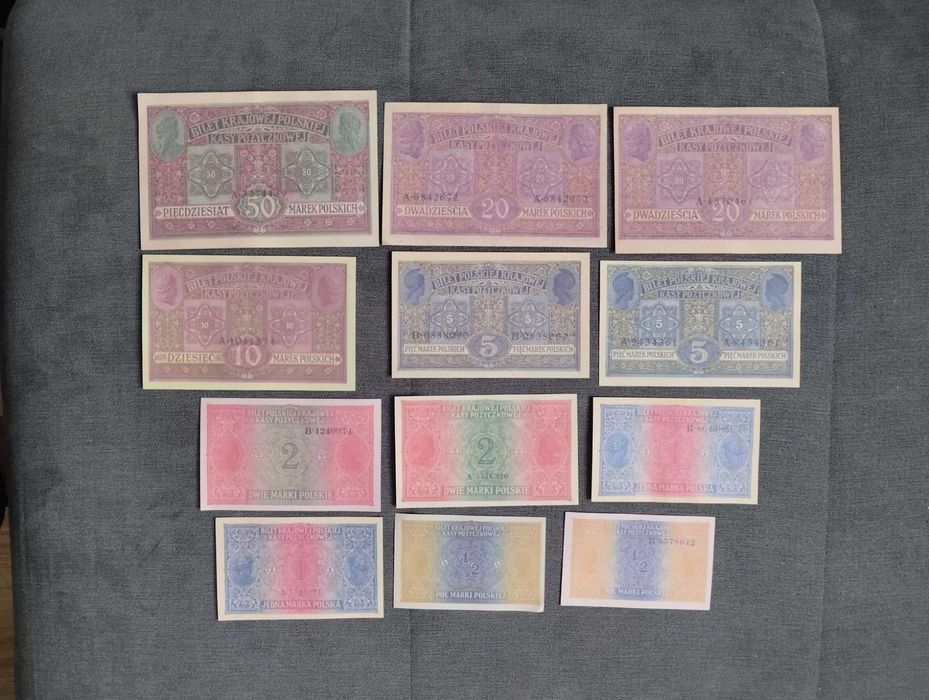 12 banknotów GENERALNE GUBERNATORSTWO Warszawskie 1916 rok