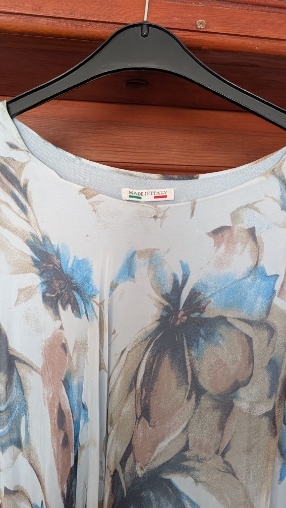 Sukienka Italy tunika, elegancka 50% jedwabna piękny wzór