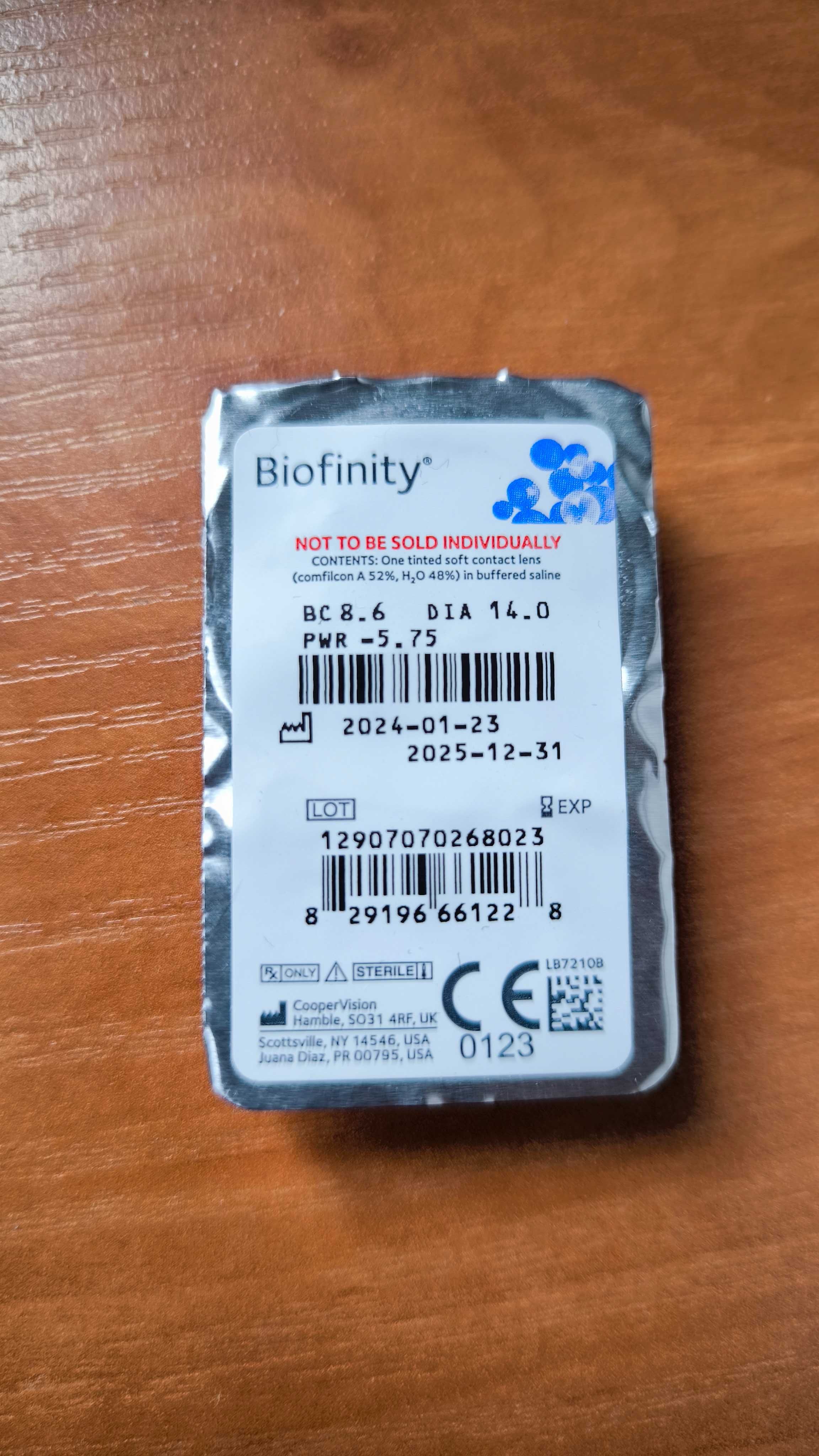 1 soczewka Cooper Vision Biofinity -5.75