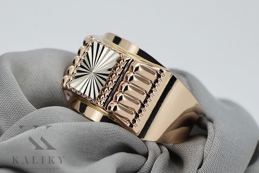 Złoty sygnet męski 14k 585 z czerwonego różowego złota Gdańsk