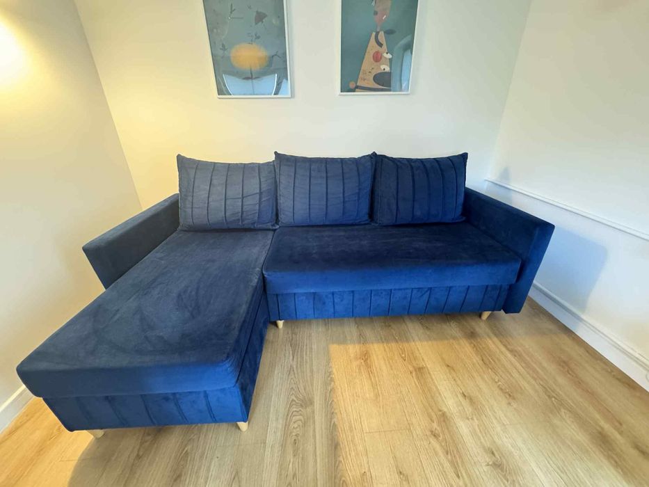 Narożnik granatowy welurowy