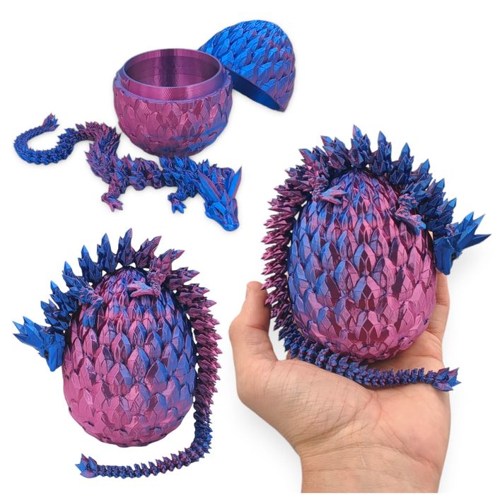 Kryształowy Smok Mini + Jajko, 30cm Długość, Figurka Przegubowa 49B8S