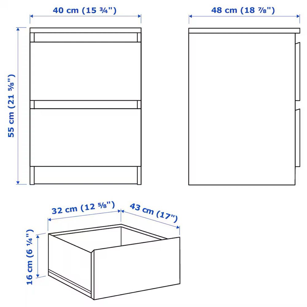 Szafki nocne IKEA Malm małe, praktyczne, stan bardzo dobry!