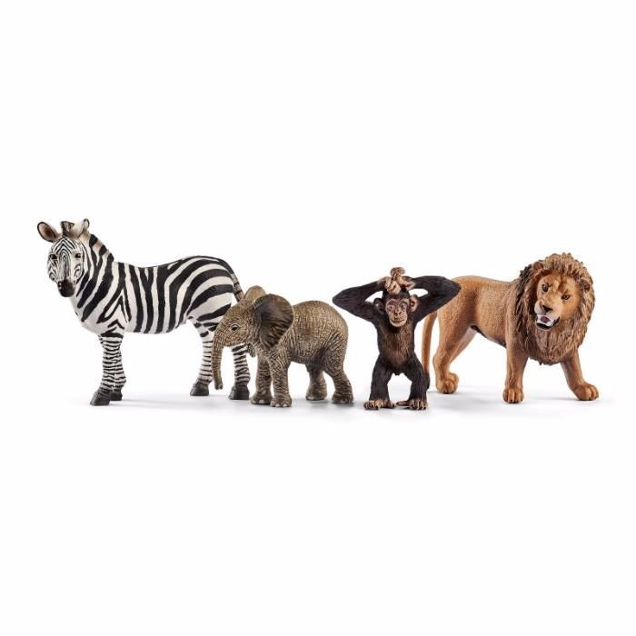 Набір фігурок Шляйх Schleich: лев, зебра, мавпа, слон