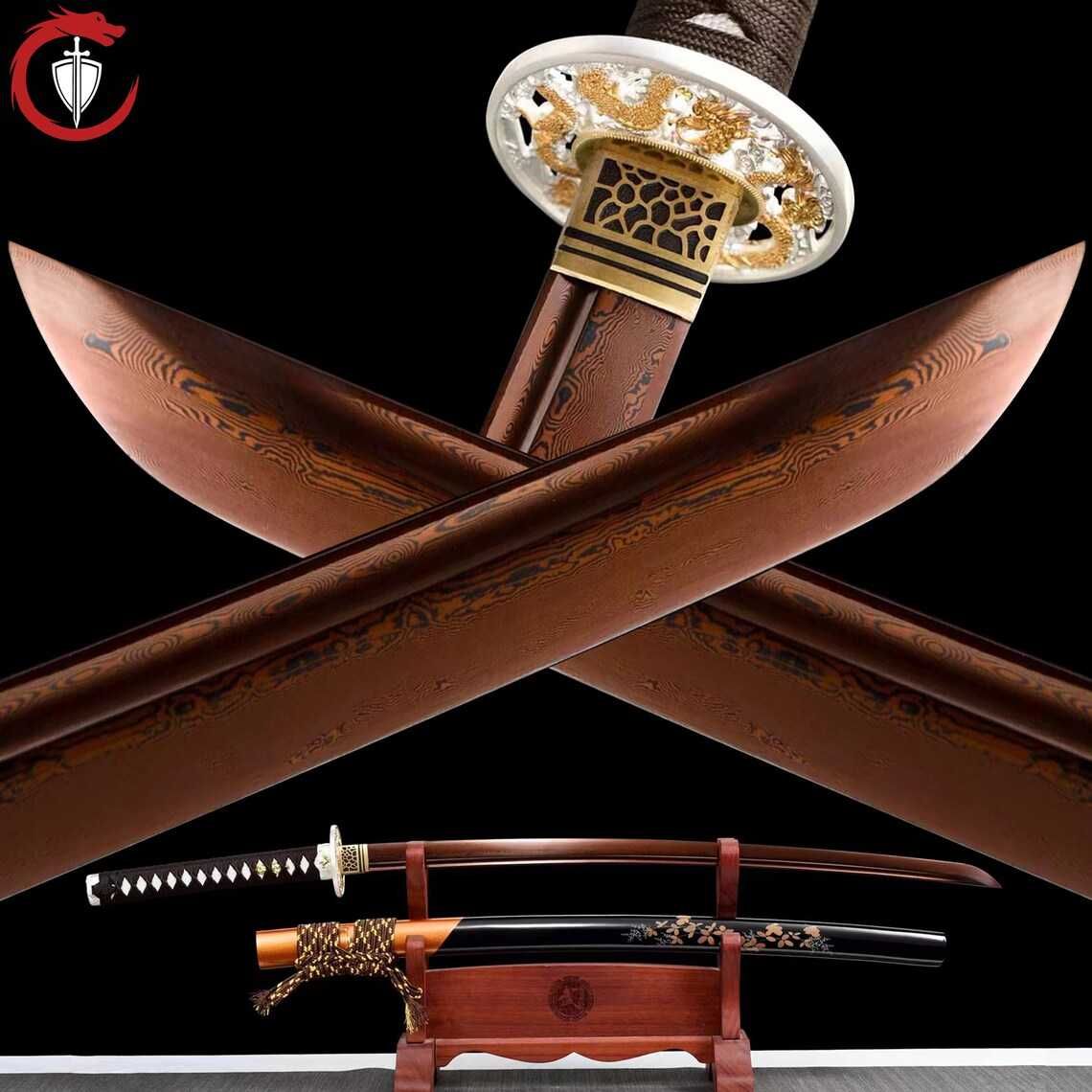 "Krwawy Damast" Miecz japoński samurajski Katana stal1095 szabla tanto