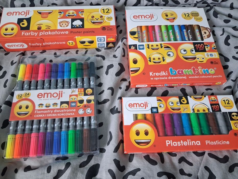 MEGA obniżka!Zestaw Emocje Emotki Emoji Kredki farby mazaki plastelina