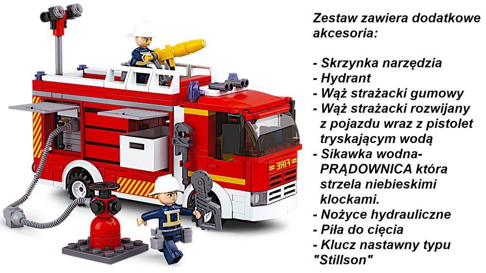 Klocki Straż Pożarna i Hydrant Strażacy Akcja Ruchome REMIZA AKCJA