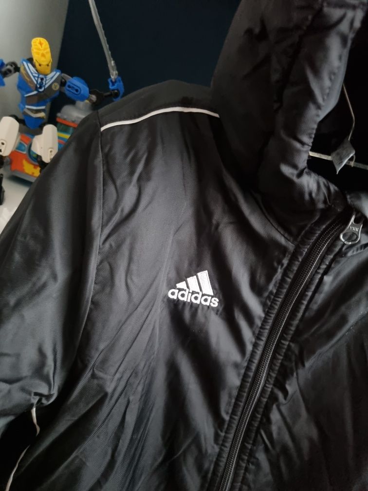 Adidas Czarna parka wiosenna r 140 kurtka przejściowa