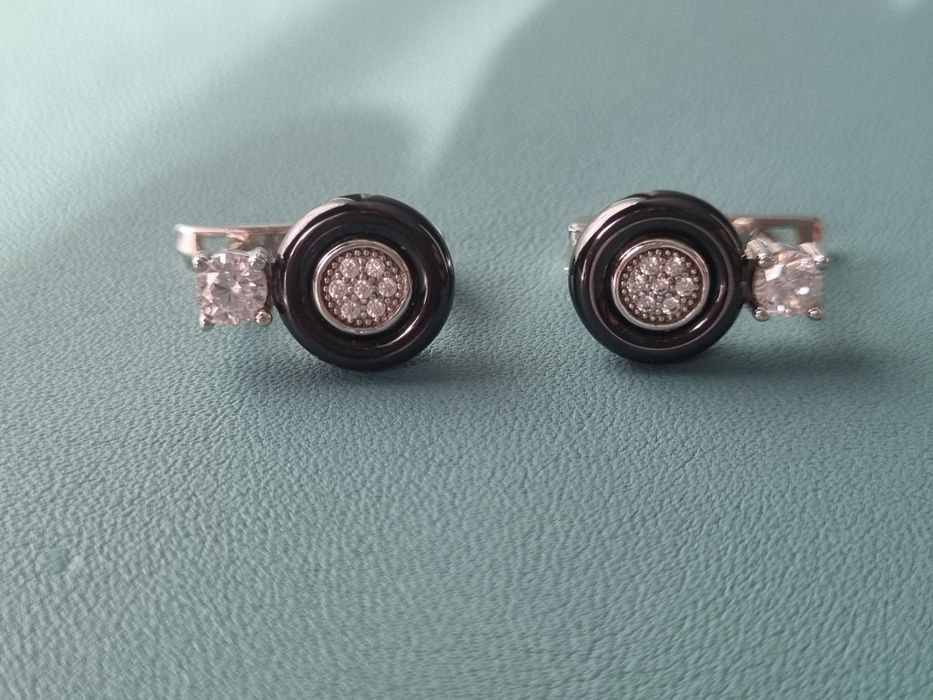 Сережки та перстень кераміка та срібло 925 проби, Італія