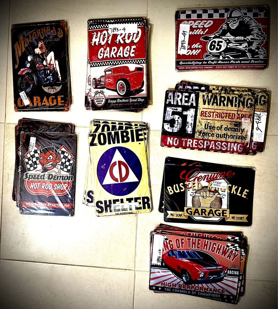 Placas metalicas vintage mancave