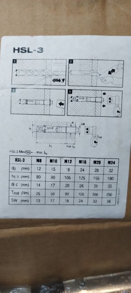 HILTI Анкер HSL-3 M16/25