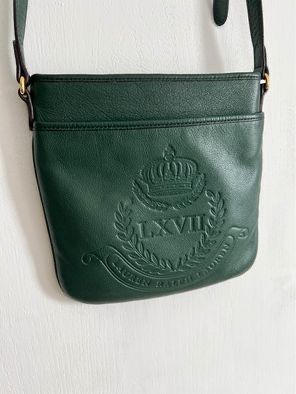 RALPH Lauren listonoszka skóra naturalna ciemna ziele